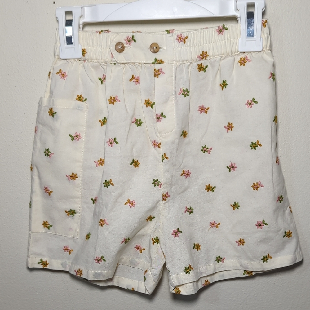 Fin & VInce Retro Short Embroidered Floral Ivory Colorful NEW Girls Size 8/9